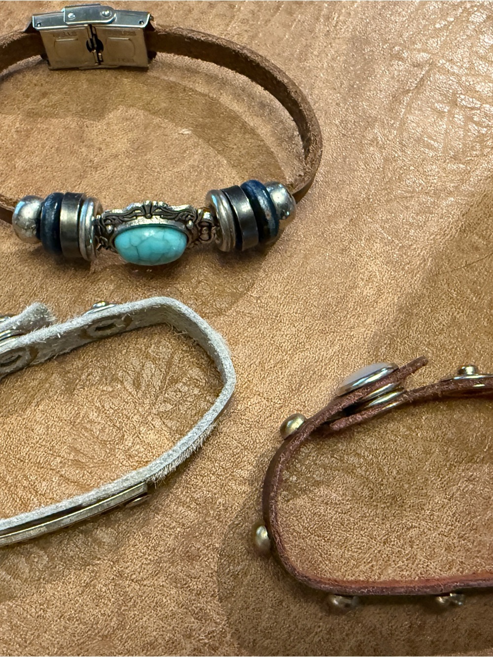Leather bracelets- set of 3